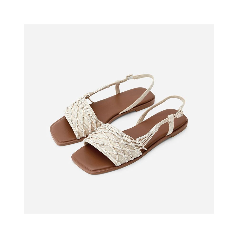 Accompany a trip to 2026 spring and summer versatile Bohemian one button Roman sandals internet famous woven flat shoes for women image 0