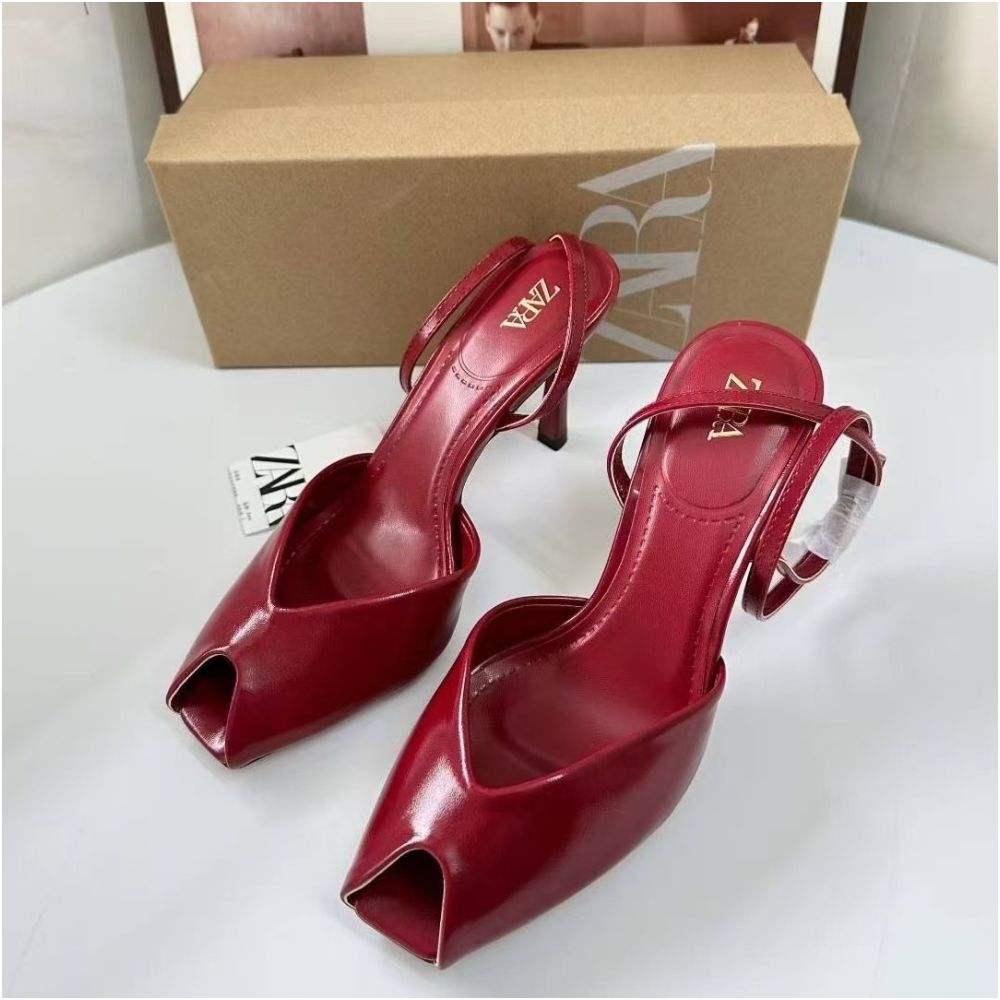 ZA Spain 2025 New Summer Women s Shoes Peep Toe Square Toe Elegant Mary Jane Shoes for Commuter Use with Stiletto Heels image 1