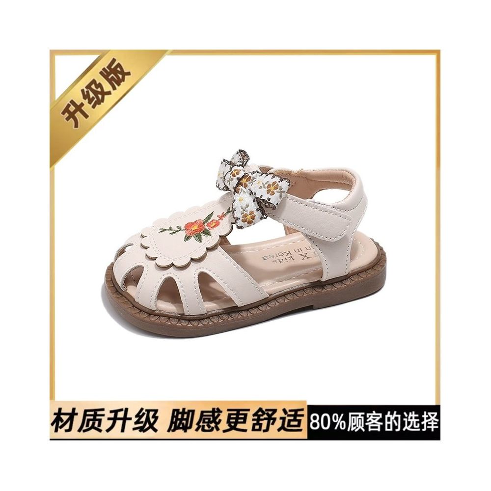 Girls sandals with toe caps for summer 2025 new style for children aged 1 3 and 4 breathable soft soled sandals with butterfly bow princess shoes