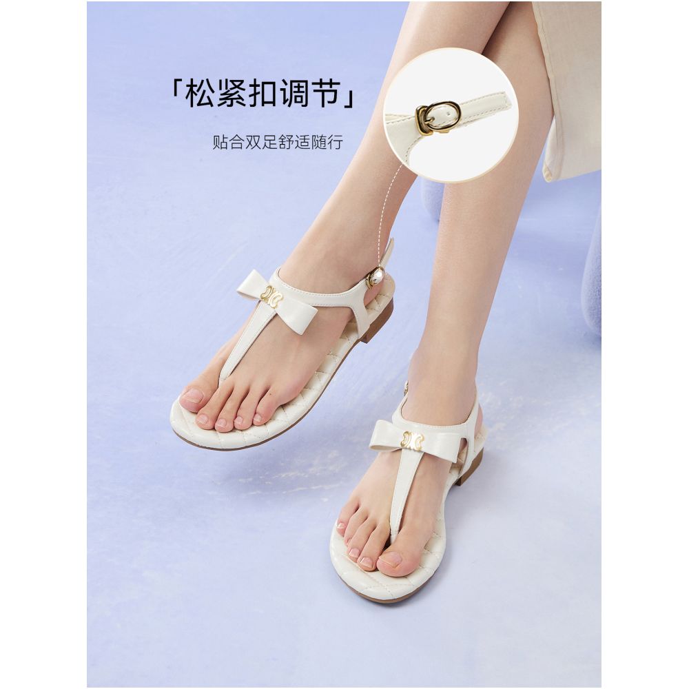 Bestu 2025 Summer New Fashionable and Comfortable Soft Bottom Strap Sandals with Toe Clipping for Women B9601BL5 image 2