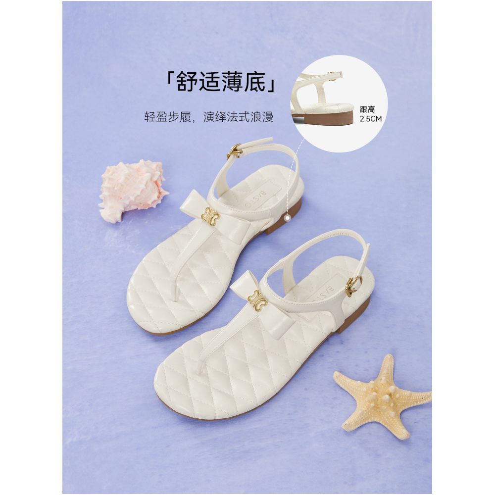 Bestu 2025 Summer New Fashionable and Comfortable Soft Bottom Strap Sandals with Toe Clipping for Women B9601BL5 image 3
