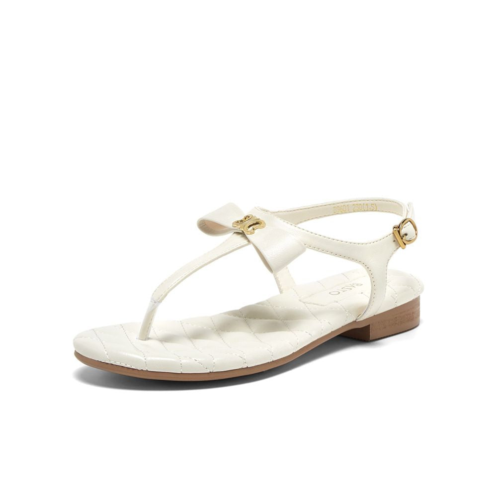 Bestu 2025 Summer New Fashionable and Comfortable Soft Bottom Strap Sandals with Toe Clipping for Women B9601BL5