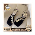 High end toe set with floral square toe fashionable sandals for women summer wear simple and exquisite Roman shoes