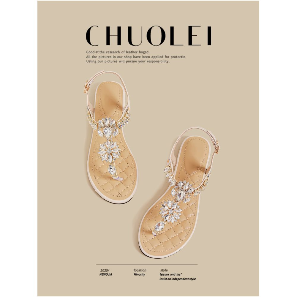 Flat sandals for women in summer 2025 new style with French retro design and a lazy beach feel Roman slippers for outdoor wear image 1