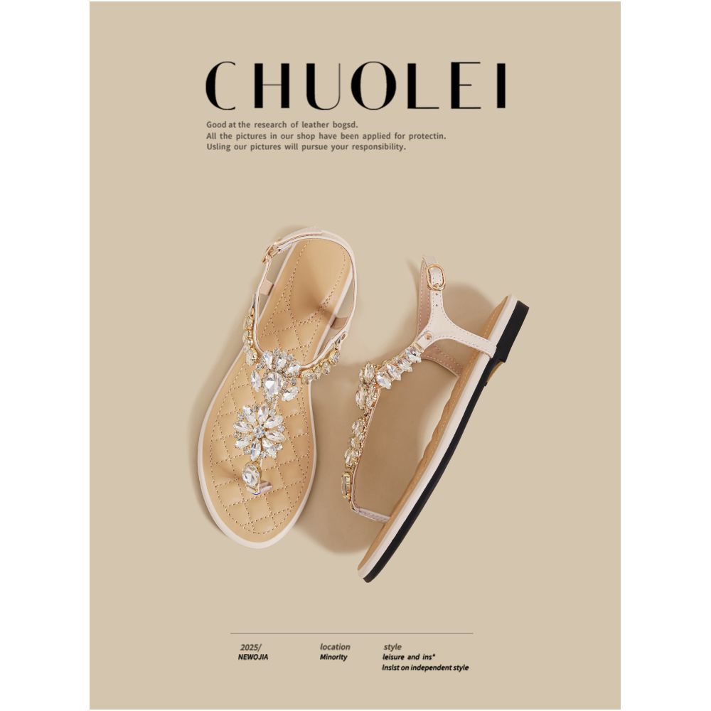 Flat sandals for women in summer 2025 new style with French retro design and a lazy beach feel Roman slippers for outdoor wear image 3