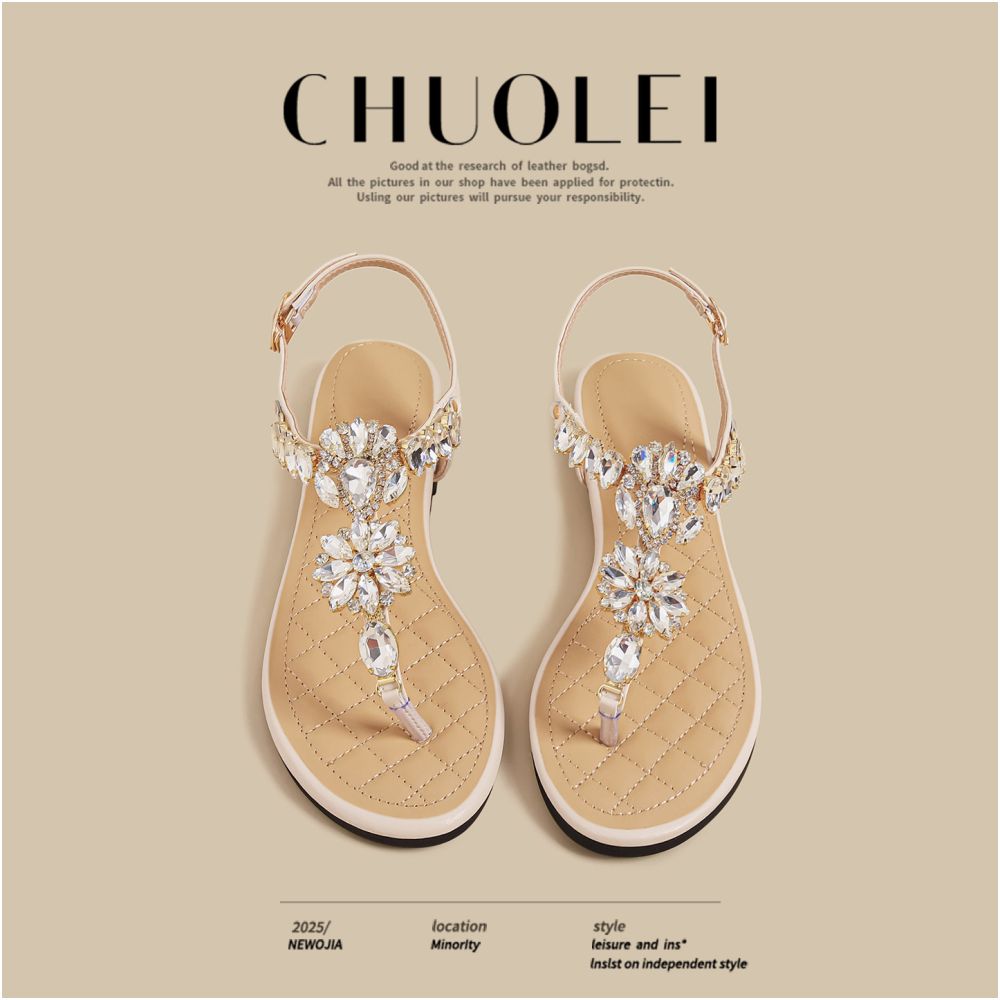 Flat sandals for women in summer 2025 new style with French retro design and a lazy beach feel Roman slippers for outdoor wear