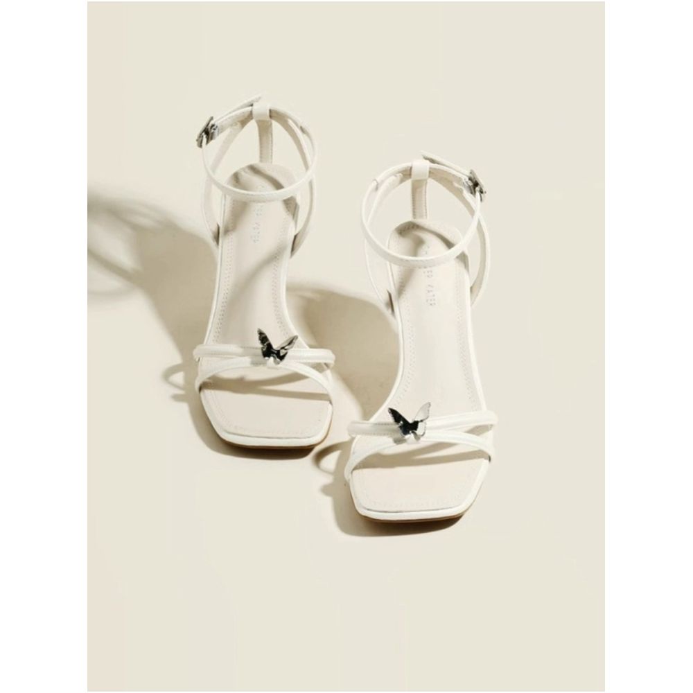French style sandals for women in the summer of 2025 versatile and sexy Square toe slim heel straight buckle with open toe high heeled shoes image 0