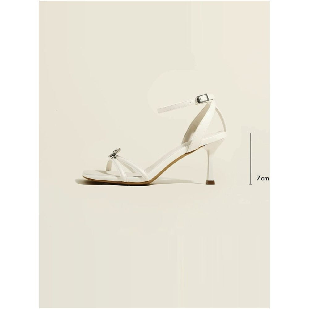 French style sandals for women in the summer of 2025 versatile and sexy Square toe slim heel straight buckle with open toe high heeled shoes image 3