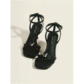 French style sandals for women in the summer of 2025 versatile and sexy Square toe slim heel straight buckle with open toe high heeled shoes