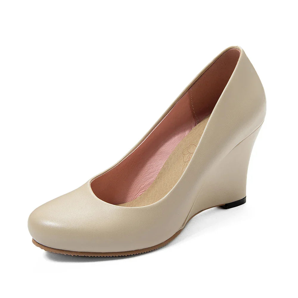 Wedges Heels Pumps Woman Classic Heeled Shoes Women Autumn Casual White Nude Wedge Wedding Office Party Shoe Large Size 43 44