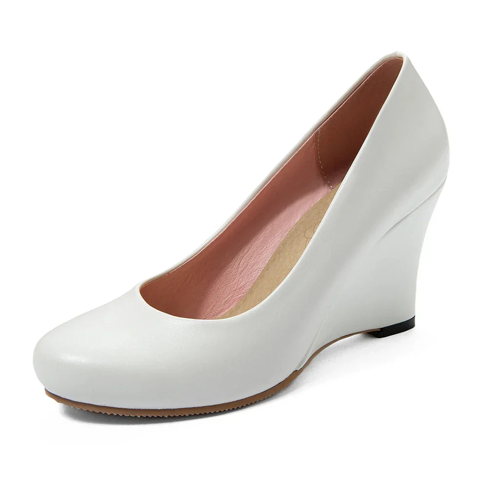 Wedges Heels Pumps Woman Classic Heeled Shoes Women Autumn Casual White Nude Wedge Wedding Office Party Shoe Large Size 43 44