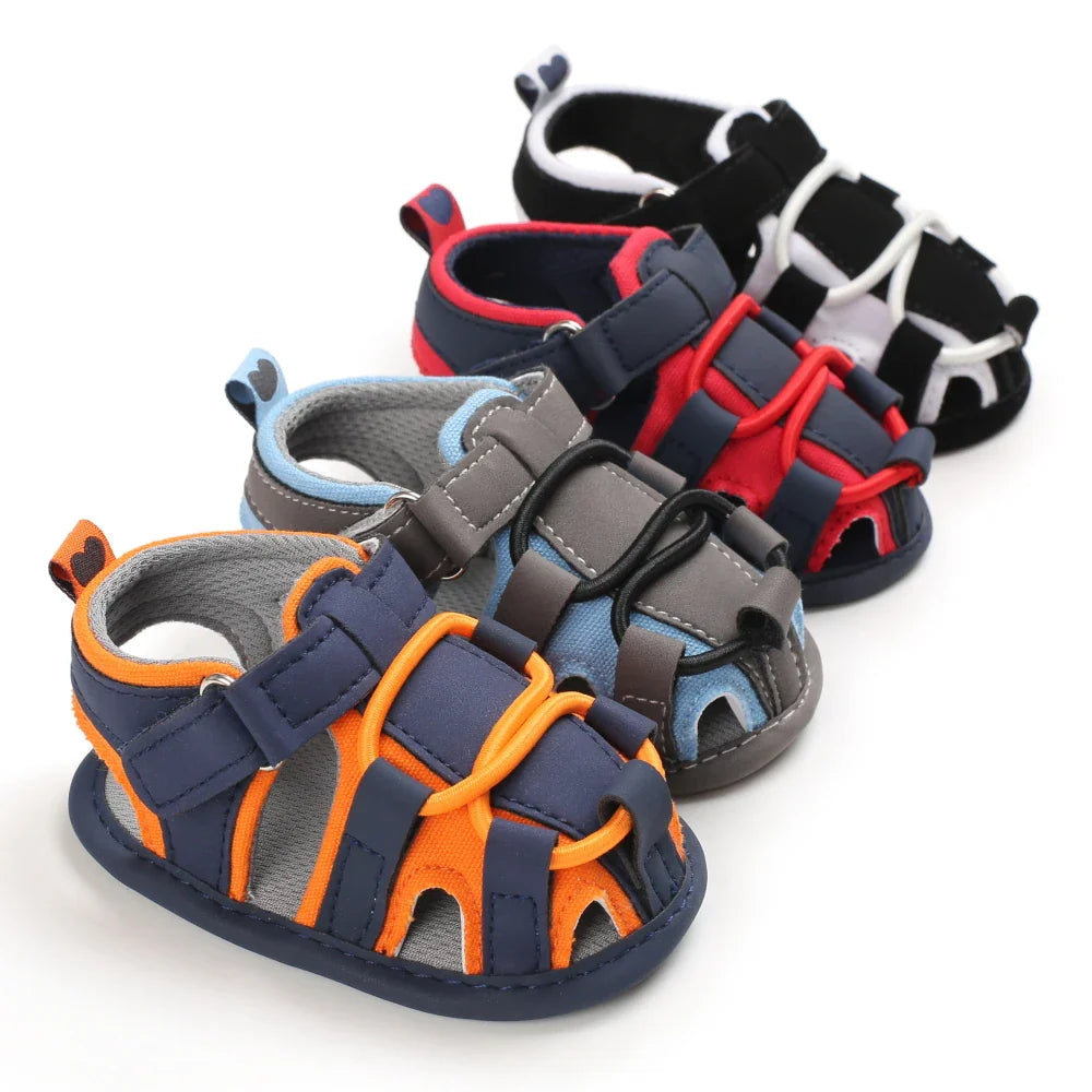 VALEN SINA Summer New Kids Newborn Baby Boys Fashion Summer Soft Crib Shoes First Walker Anti Slip Baotou Sandals Shoe