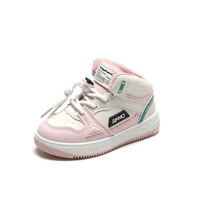 Boys' and girls' casual sneakers, high-top basketball running shoes, soft-soled baby shoes
