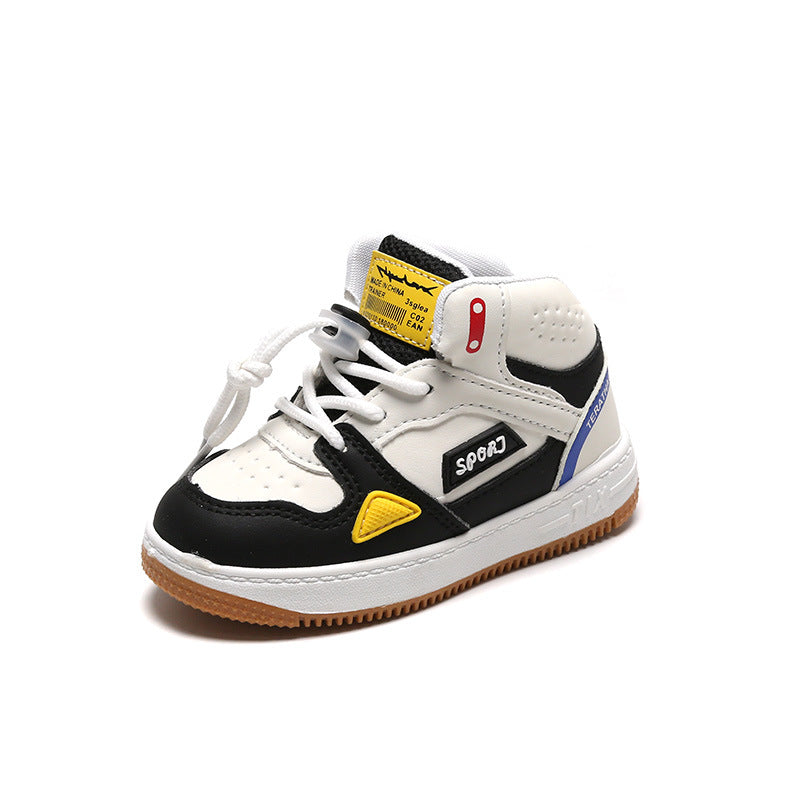 Boys' and girls' casual sneakers, high-top basketball running shoes, soft-soled baby shoes