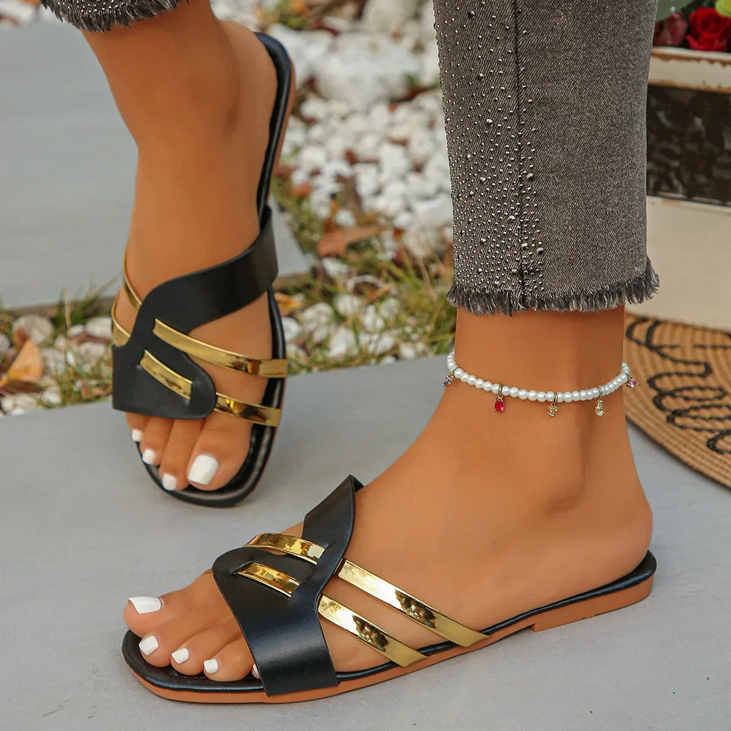 2026 Summer Round Headed Elegant Sexy Flat Casual Sandals Fashionable Best Selling New Comfortable Women's Plus Size Slippers