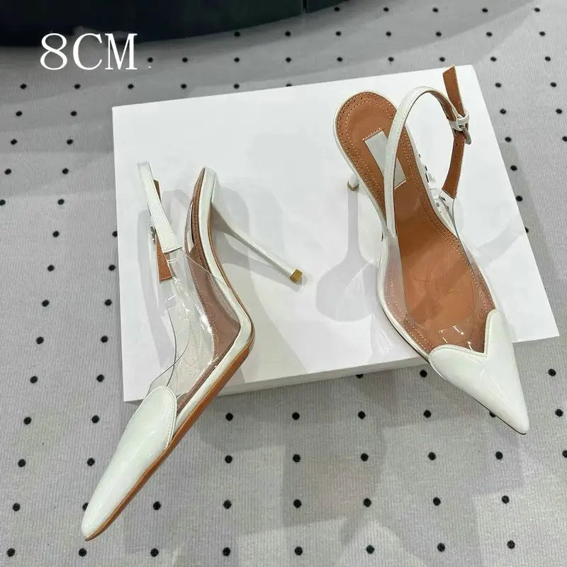 European Summer New Women'S Sandals Pointy Thin Heels High Heels Back Empty Head Transparent Film Fashion Women Pumps