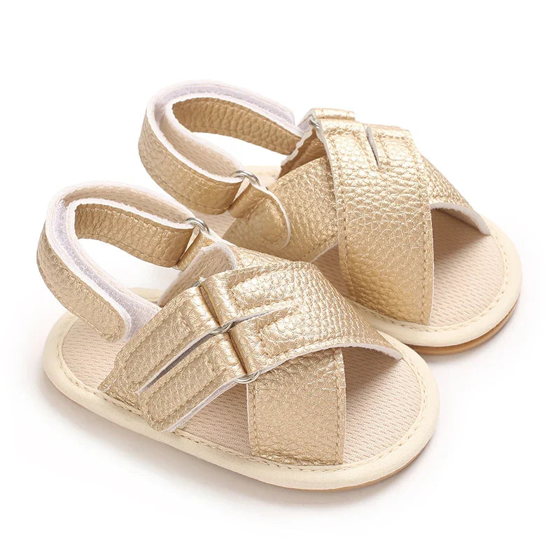 Golden 0-18M Baby Girl Sandals With Butterfly Bow High-Quality Soft Sole Anti Slip Exposed Toe Summer Outdoor First Walking