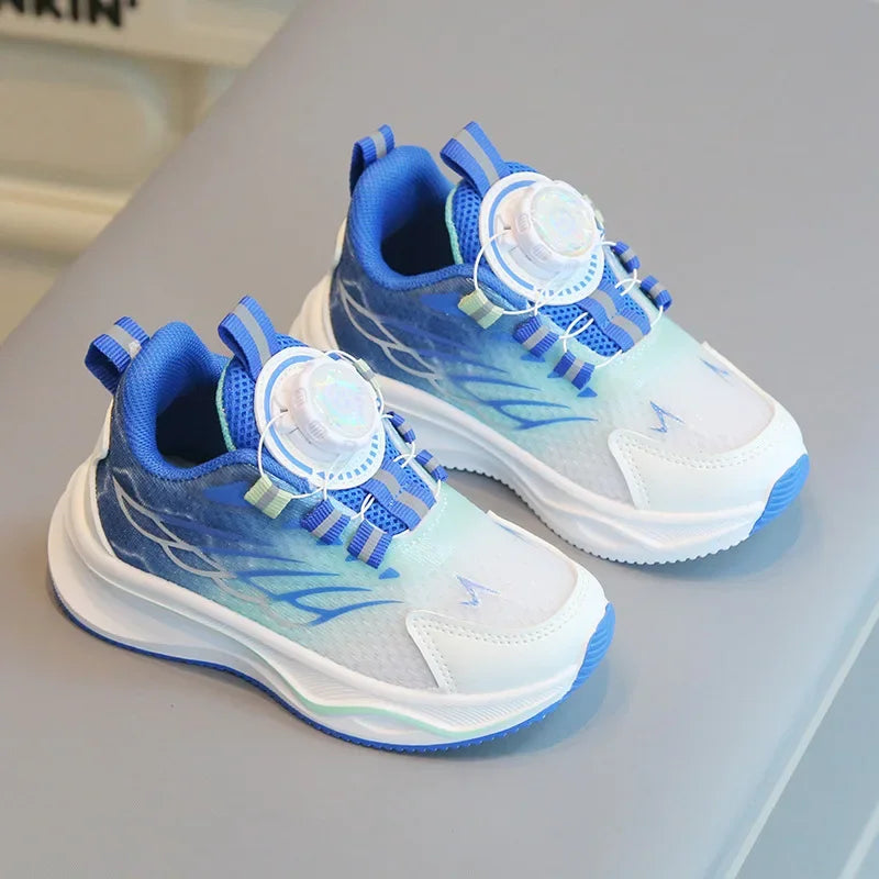 Tenis Child Shoe Casual Sneaker for Boy Kid Shoe for Girl Rotating Buttons Running Shoe for Girl Soft Sole Mesh Braeathable Shoe