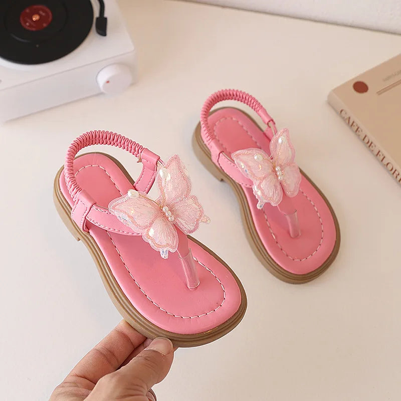 New Children's Summer Princess Shoes Baby Breathable Toe-Loop Butterfly Sandals Kids Beach Shoes Fashion Girls Princess Shoes