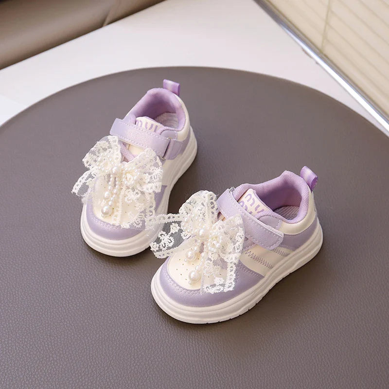 Children Casual Shoes for Girls 2025 Autumn New Fashion Korean Style Soft Breathable Non-slip Beautiful Butterfly Walking Shoes