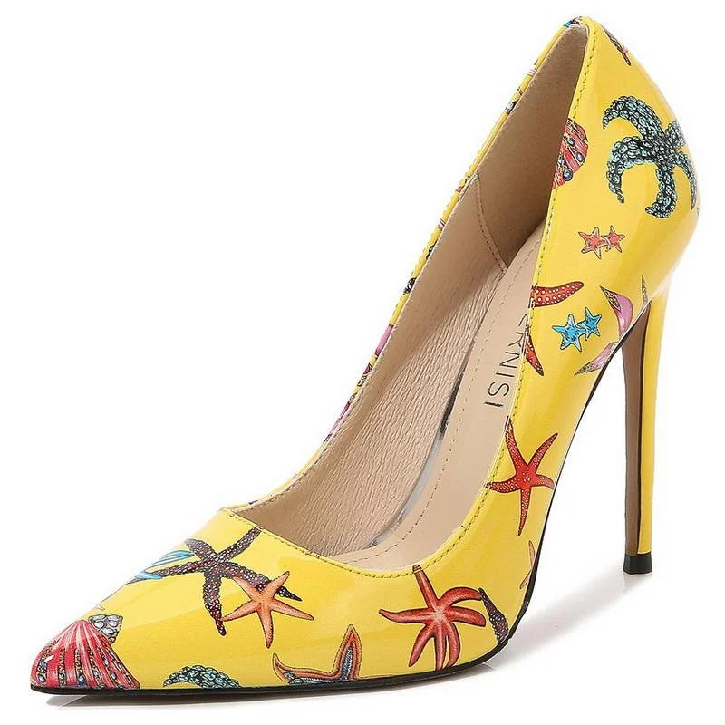 Women Starfish High Thin Heel Shoes Pointed Stiletto Pumps for Office Nightclub Party Pub Wedding Banquet Model Cross Dressing