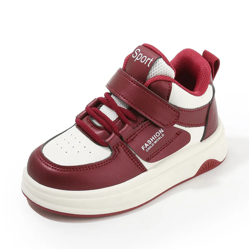 Children Spring Autumn Velcro White Shoes Color Blocking Non Slip High Top Boys New Soft Soled Sneakers Girls Casual Board Shoes