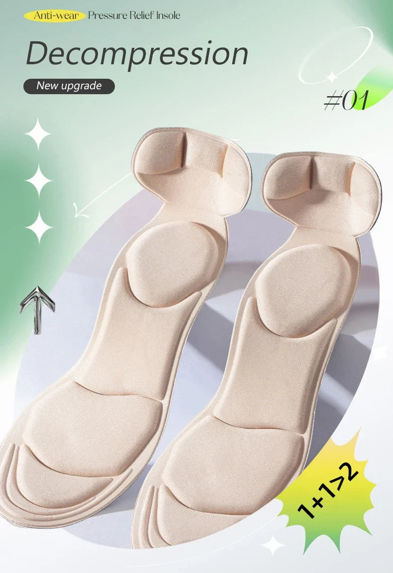 Memory Foam Insoles Women High-heel Shoes Insoles Anti-slip Cutable Insole Comfort Breathable Heel Protection Massage Shoe Pads