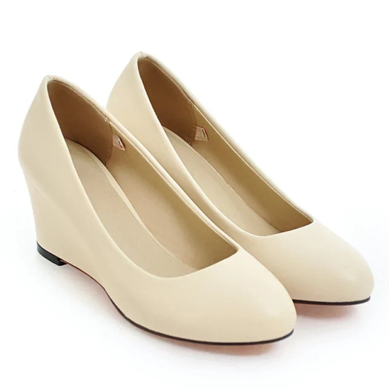 Classic Women's Wedge Heels Shoes Fashion Pink Black White Blue Wedges Party Wedding Office Shoes Ladies Dress Pumps Spring 2025