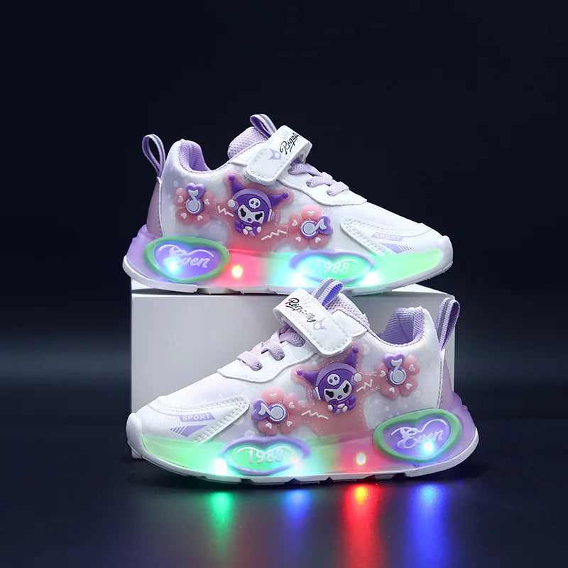 2025 Frozen Princess New Infant Tennis LED Colorful Lighted Girls Sneakers Classic Glowing Lovely Baby Casual Shoes Toddlers