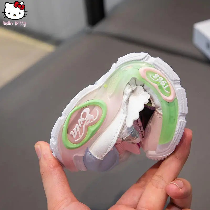 Sanrio Kuromi Autumn Girls Anime New Sneakers Children's Kawaii Cartoon Princess Shoes Breathable Rotary Button Luminous Shoes