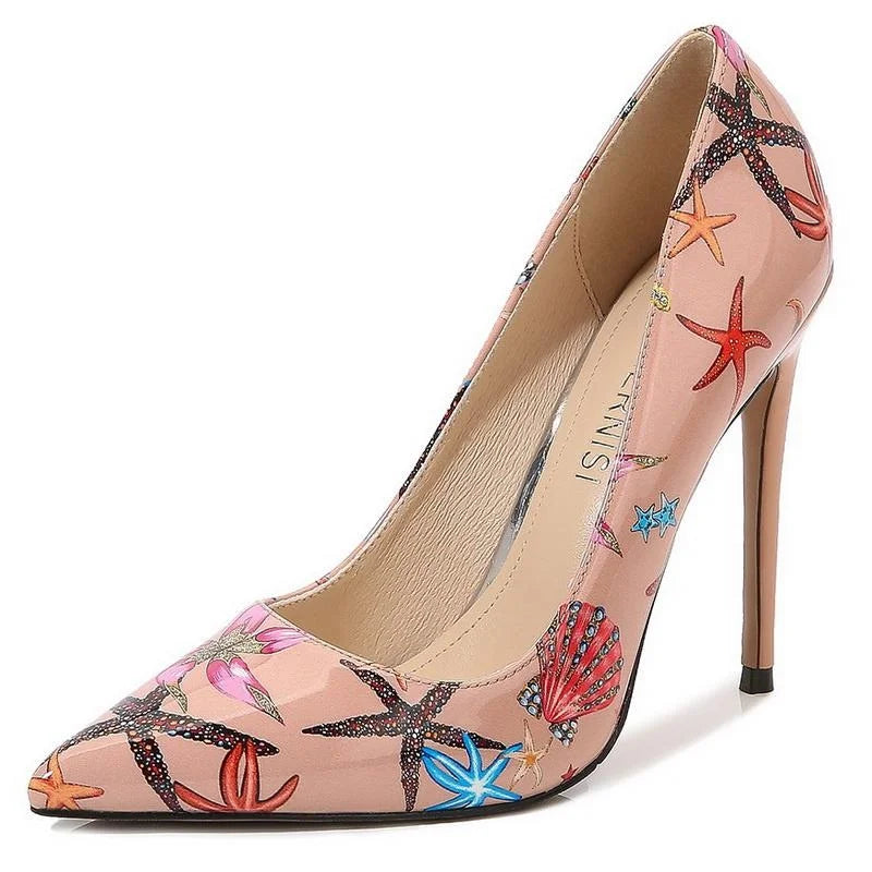 Women Starfish High Thin Heel Shoes Pointed Stiletto Pumps for Office Nightclub Party Pub Wedding Banquet Model Cross Dressing