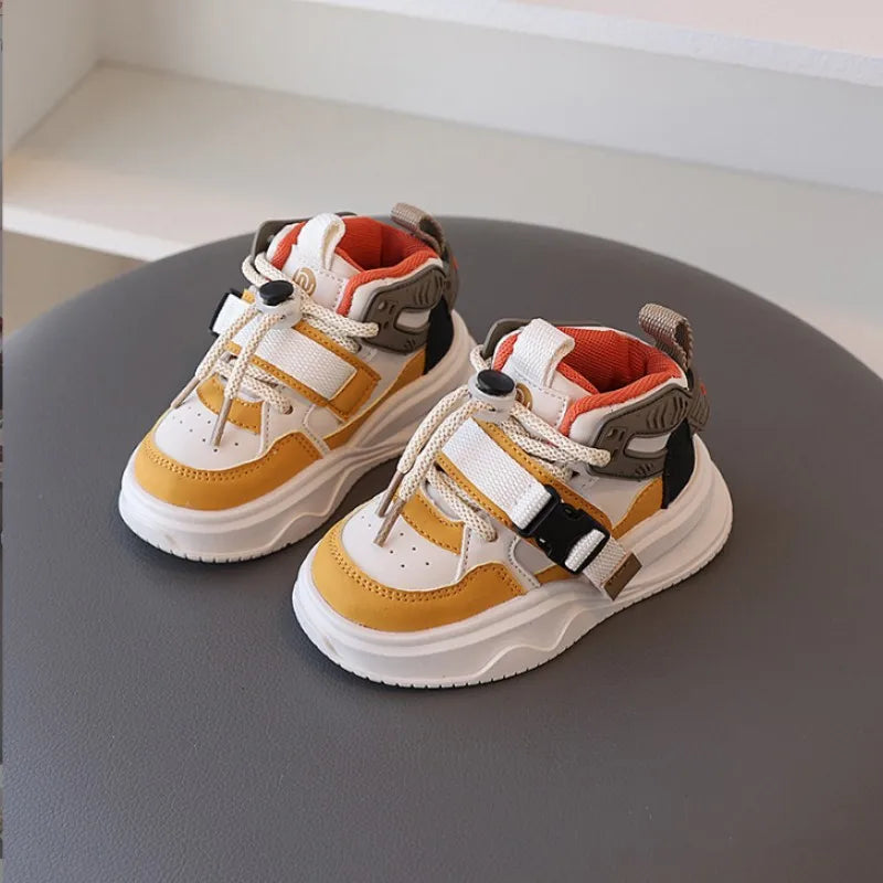 2025 Autumn Winter New Children's Sports Shoes Girls' Baby Shoes Casual Board Shoes Boys' High Top Basketball Shoes