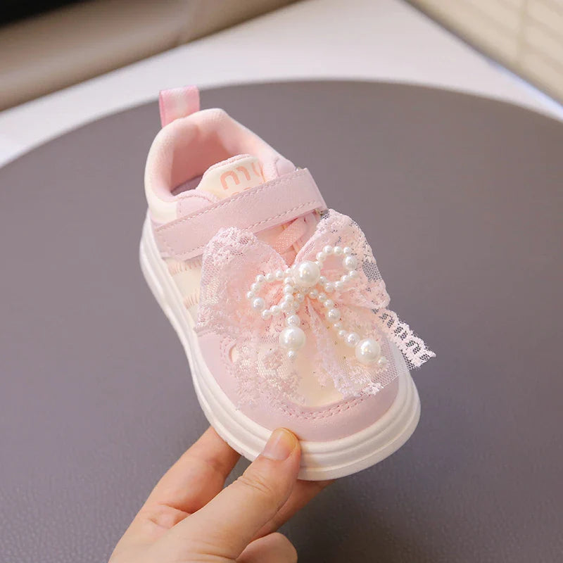 Children Casual Shoes for Girls 2025 Autumn New Fashion Korean Style Soft Breathable Non-slip Beautiful Butterfly Walking Shoes