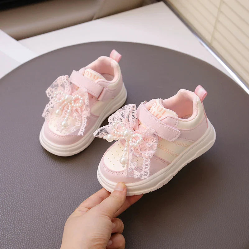 Children Casual Shoes for Girls 2025 Autumn New Fashion Korean Style Soft Breathable Non-slip Beautiful Butterfly Walking Shoes
