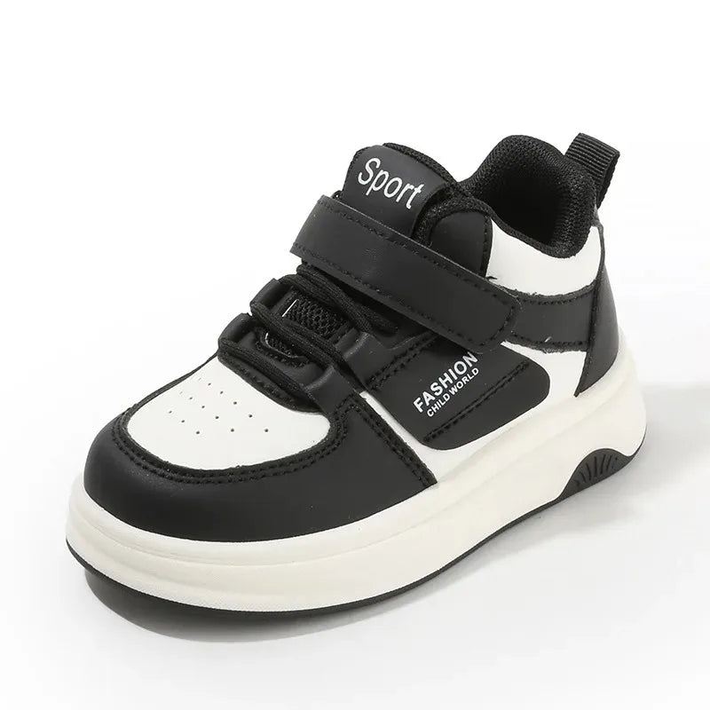 Children Spring Autumn Velcro White Shoes Color Blocking Non Slip High Top Boys New Soft Soled Sneakers Girls Casual Board Shoes