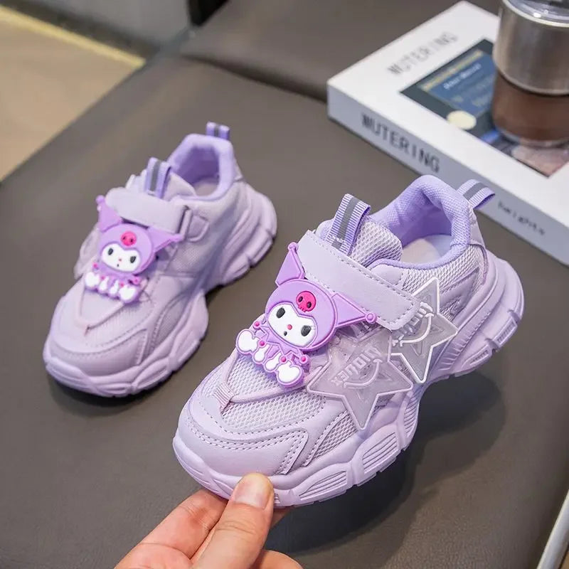 Sanrio Kuromi cute girls breathable, lightweight, comfortable and non-slip cartoon spring and autumn sports mesh running shoes
