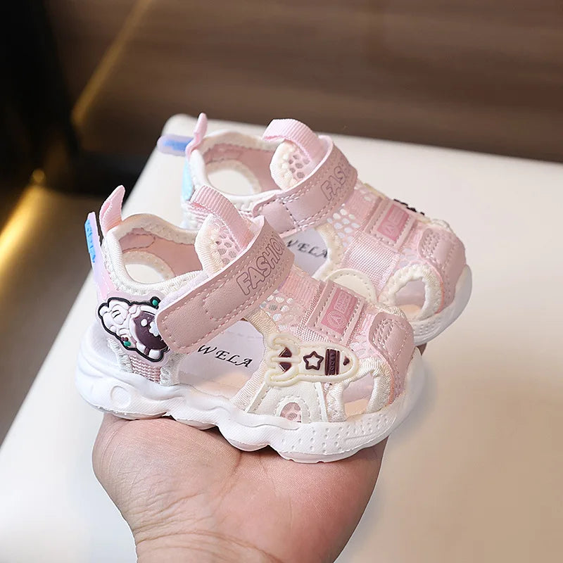 Sandals for Girl 2025 Summer New Pink Walking Shoe Hollow Baby Shoe Trend Boy Sandals Soft Sole Allmatch Kid Shoe Sandalias Niño