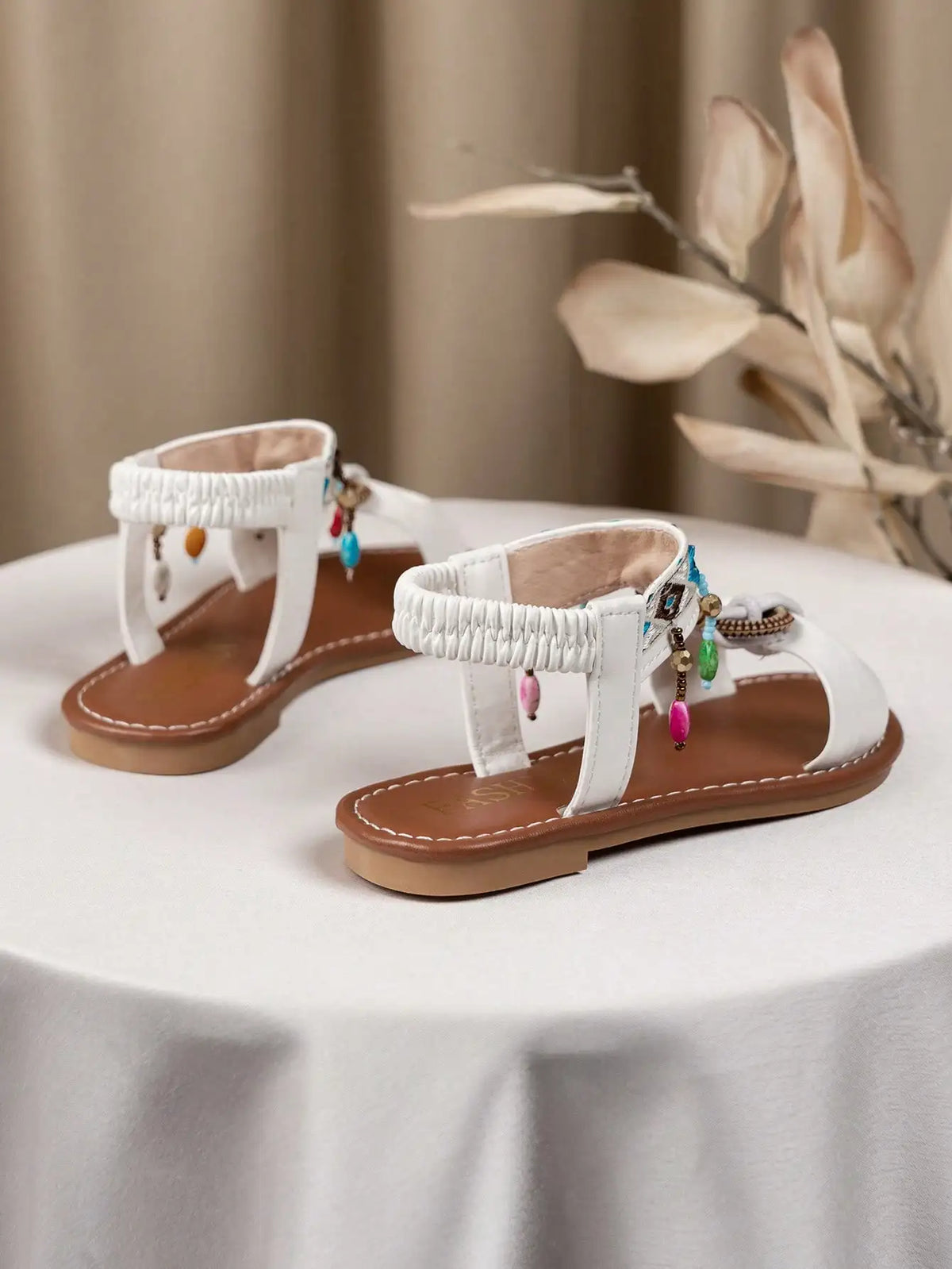 Fashion Children's Sandals 2025 Bohemian Shoes Hook Loop Comfortable Beach Sandals Random Beads Color