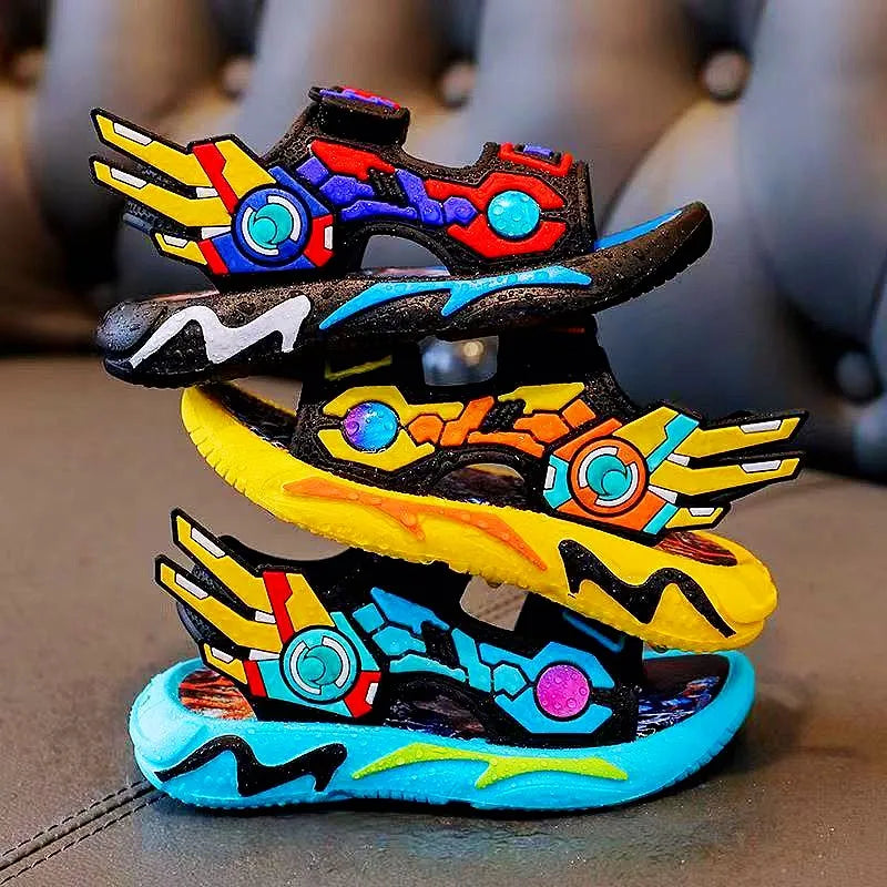 Vibrant Anime-Inspired Open-Toe Sandals for Boys - Breathable, Wear-Resistant, and Comfortable for All Seasons - Perfect for Cas