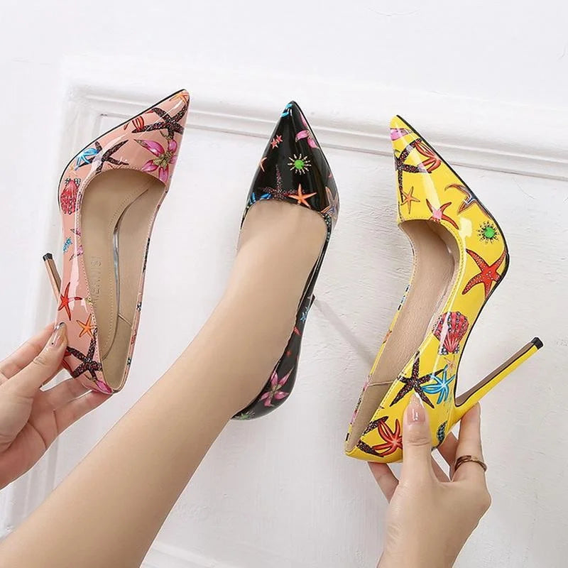 Women Starfish High Thin Heel Shoes Pointed Stiletto Pumps for Office Nightclub Party Pub Wedding Banquet Model Cross Dressing