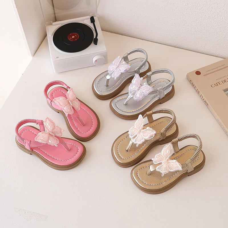 New Children's Summer Princess Shoes Baby Breathable Toe-Loop Butterfly Sandals Kids Beach Shoes Fashion Girls Princess Shoes