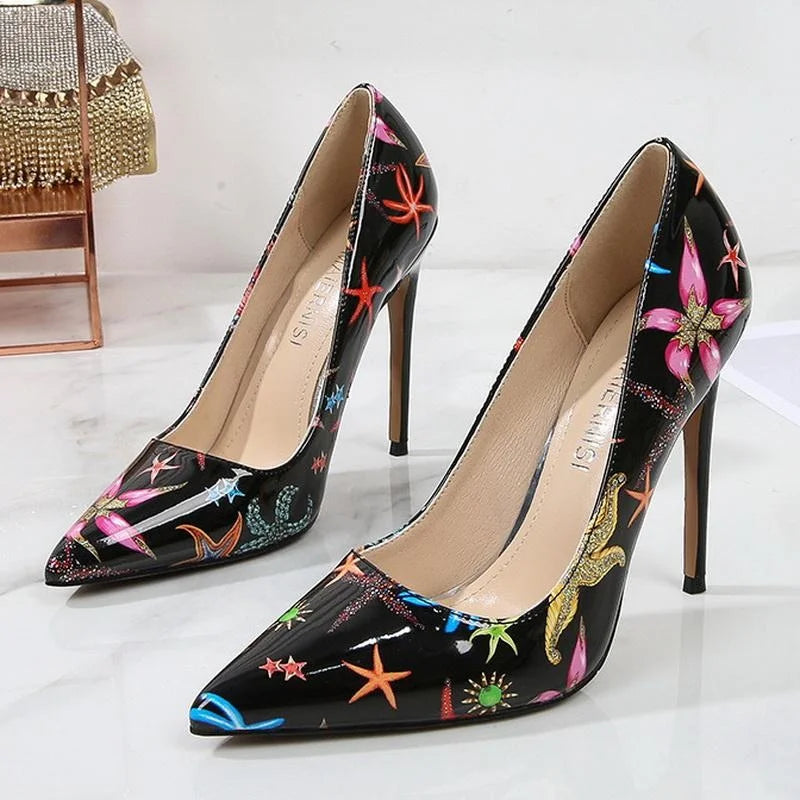 Women Starfish High Thin Heel Shoes Pointed Stiletto Pumps for Office Nightclub Party Pub Wedding Banquet Model Cross Dressing