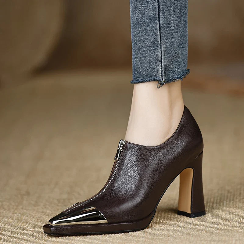 Women High Heel Loafers Pointed Toe Sexy Shoes Retro Fad Designer 2024 New Brand Luxury Sandals Hot Sale Zapatillas De Mujer