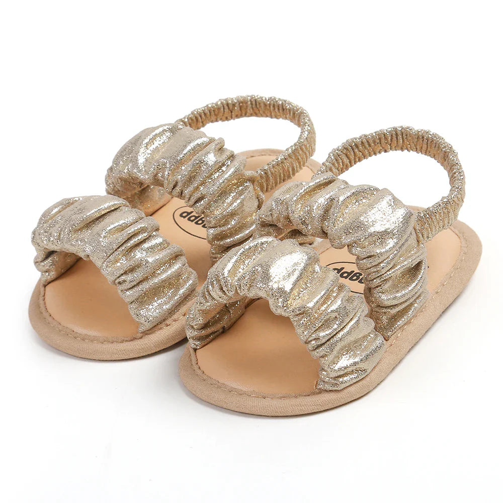 Male infant and female infant pleated sandals with soft soles summer baby wedding dresses, flat shoes beach shoes