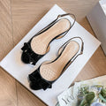 French-Style Bow Head-Toe Sandals For Women 2025 Summer New Style Chunky Heel Patent Leather High Heel Mid-Heel Sandals
