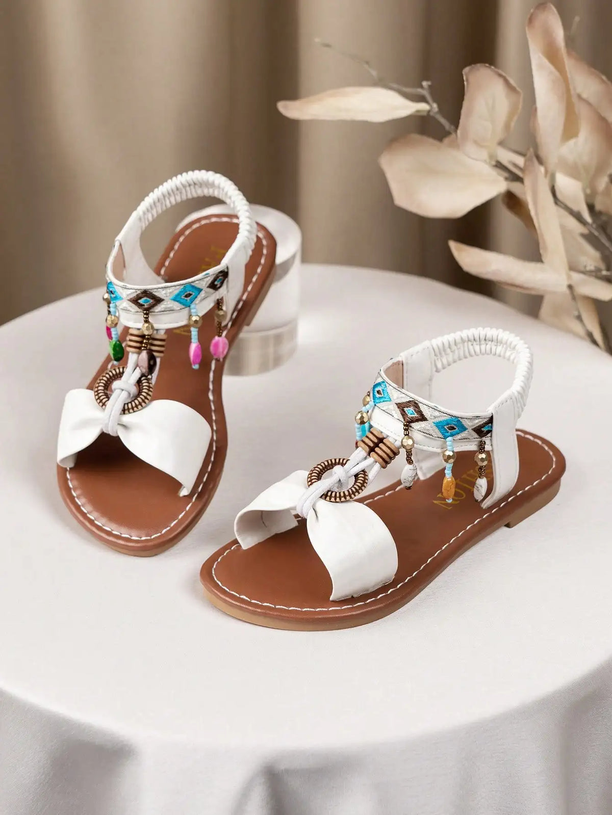 Fashion Children's Sandals 2025 Bohemian Shoes Hook Loop Comfortable Beach Sandals Random Beads Color
