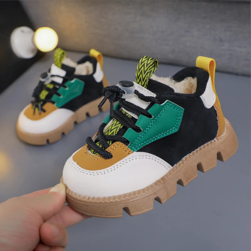 Boys' Warm Boots Winter New Children's Thickened Velvet Cotton Shoes Girls' Waterproof Short Boots Baby Cotton Boots Boys Shoes