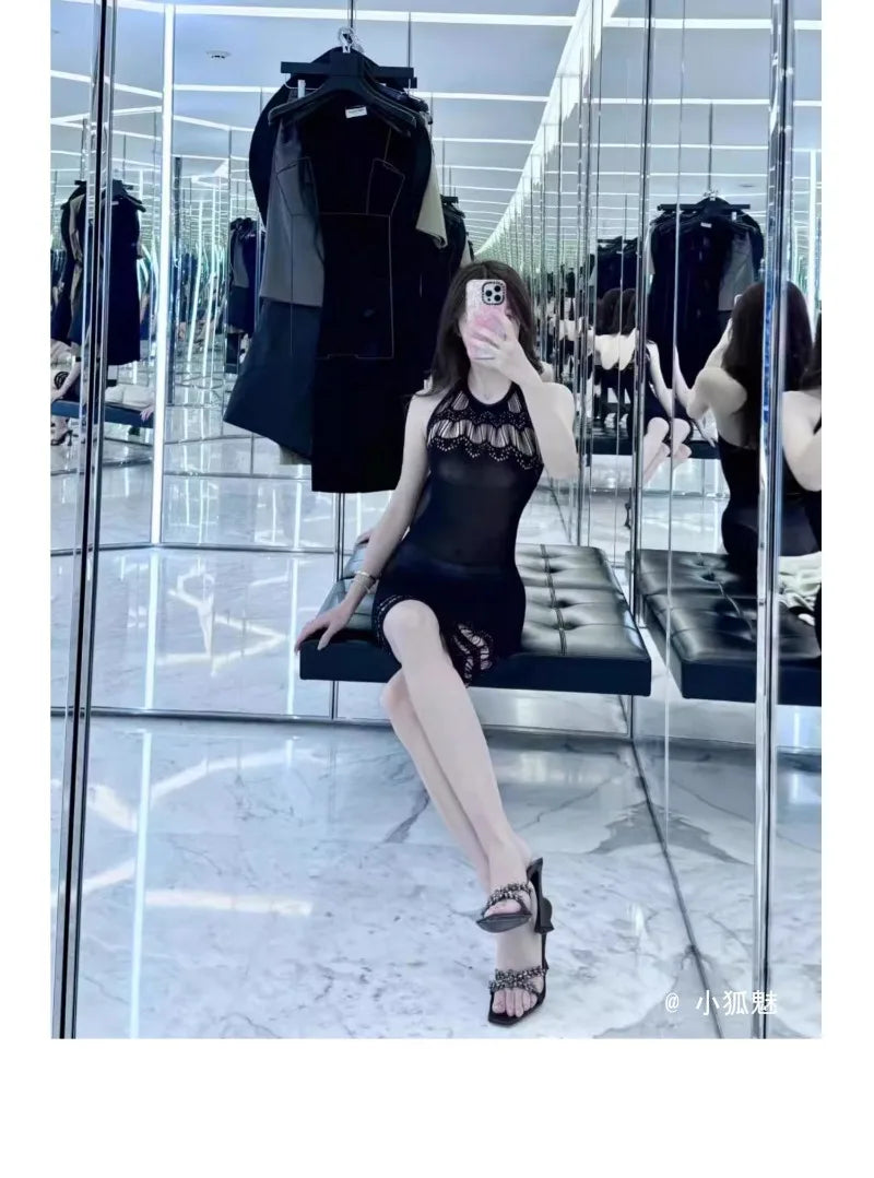 2025 Summer Women's High Heel Sandals Cross Rhinestone Square Head Open Toe Sandals Silk Sexy Stiletto High Heels Mules