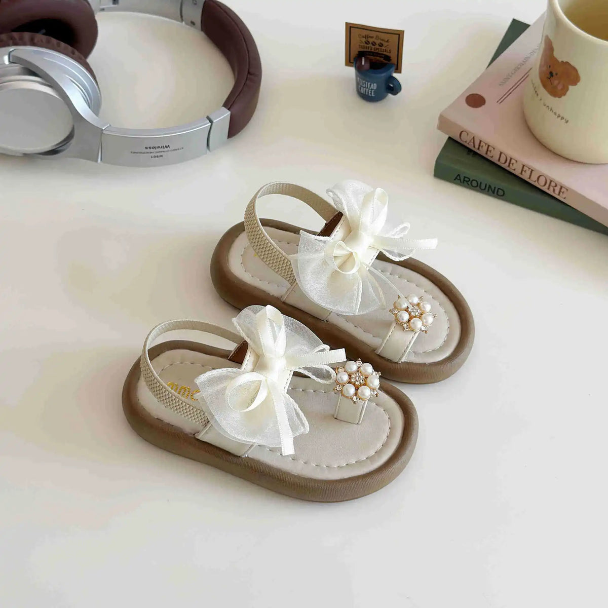 Kids Summer Fashion Platform Sandals Girls Rhinestone Straps Beach Shoes Woman Ribbon Bow Versatile Soft Sole Kid Princess Shoes