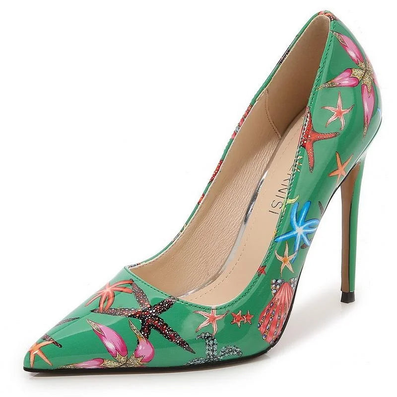 Women Starfish High Thin Heel Shoes Pointed Stiletto Pumps for Office Nightclub Party Pub Wedding Banquet Model Cross Dressing